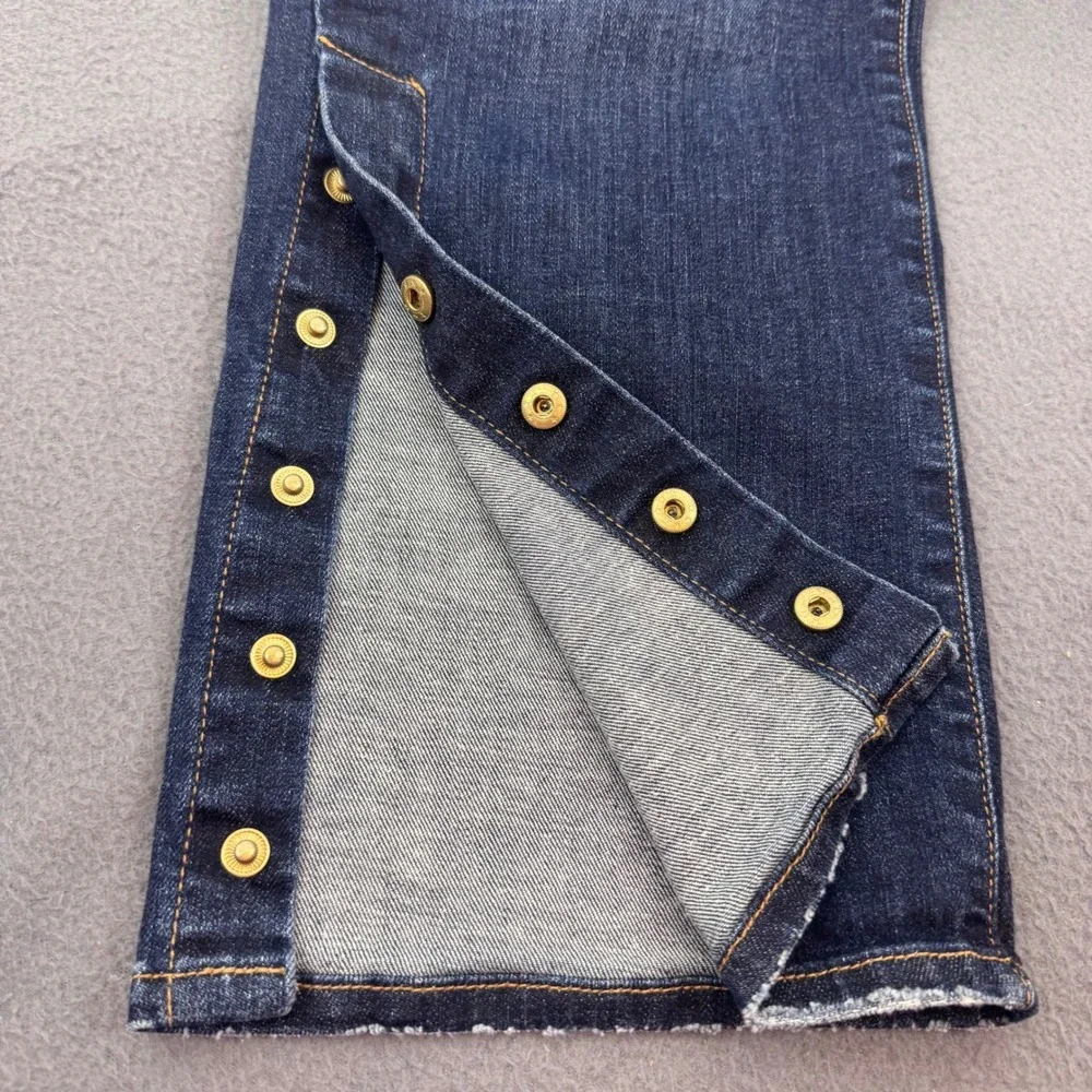 Frame Le High Straight Jeans Womens 31 Blue Meribel Snap Ankle Slit LHSTSA148